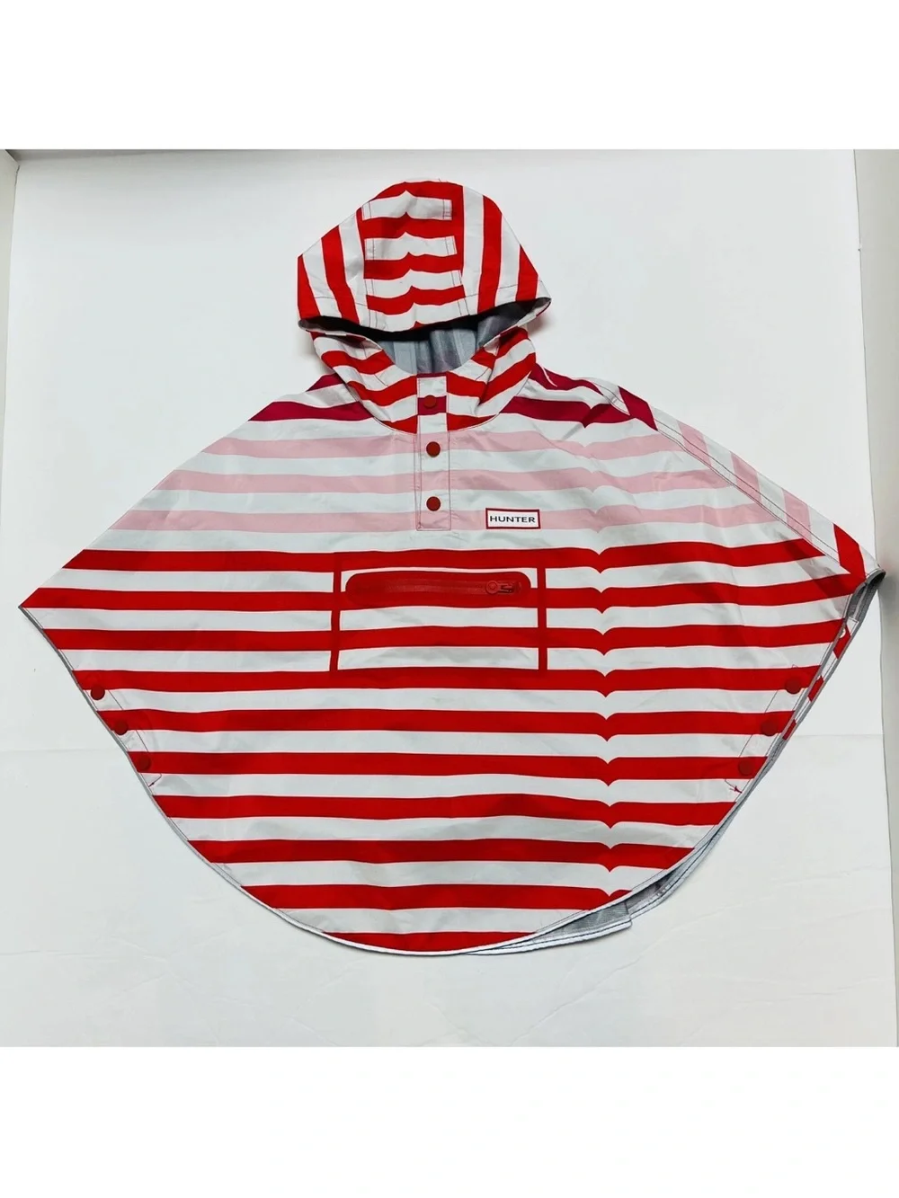 NEW Hunter Pink and Red Striped Hooded Rain Jacket 4T/5T